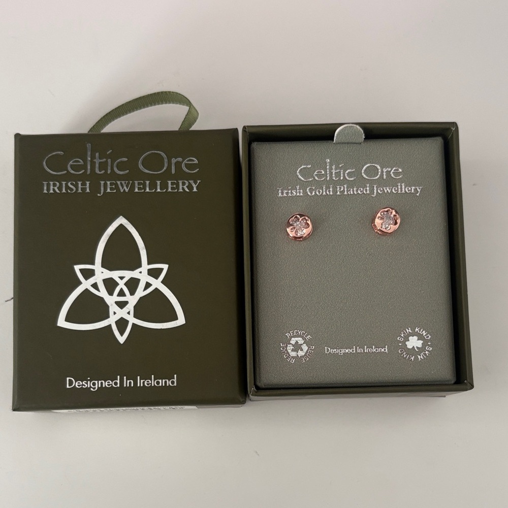 Rose Gold Floral Stud Earrings